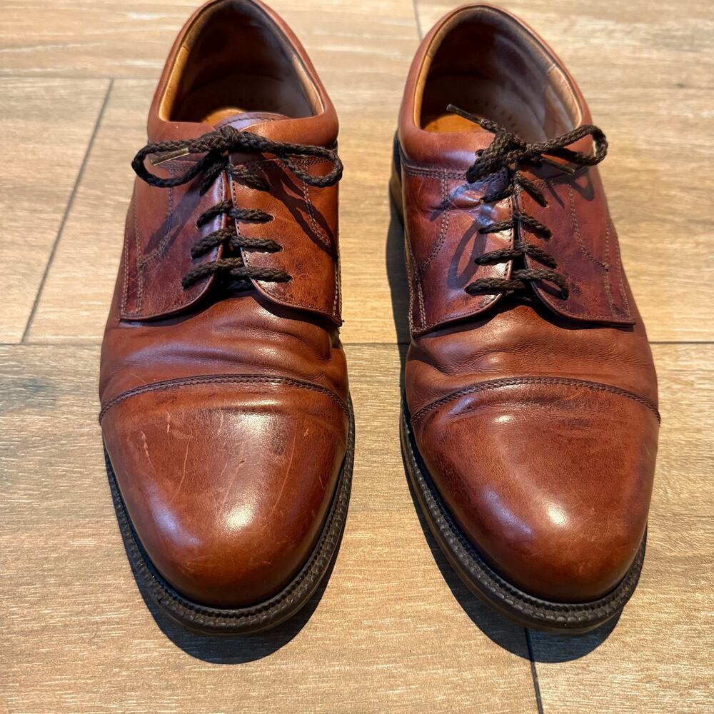 Johnston Murphy Italy Passport 11.5 Men's Saddle Brown Cap Toe Leather Shoes